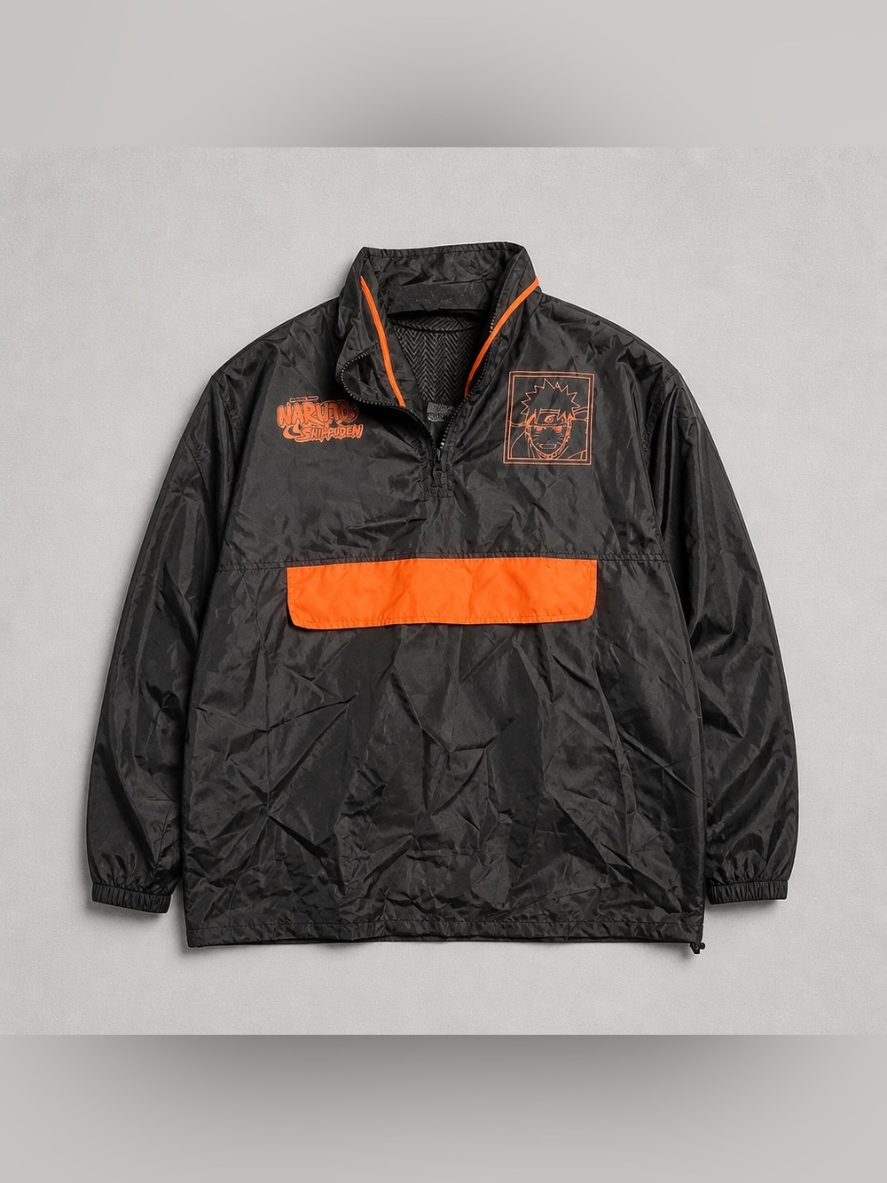 Naruto Shippuden Uzumaki Ramen Anime 1/2 Zip Hooded Windbreaker XL